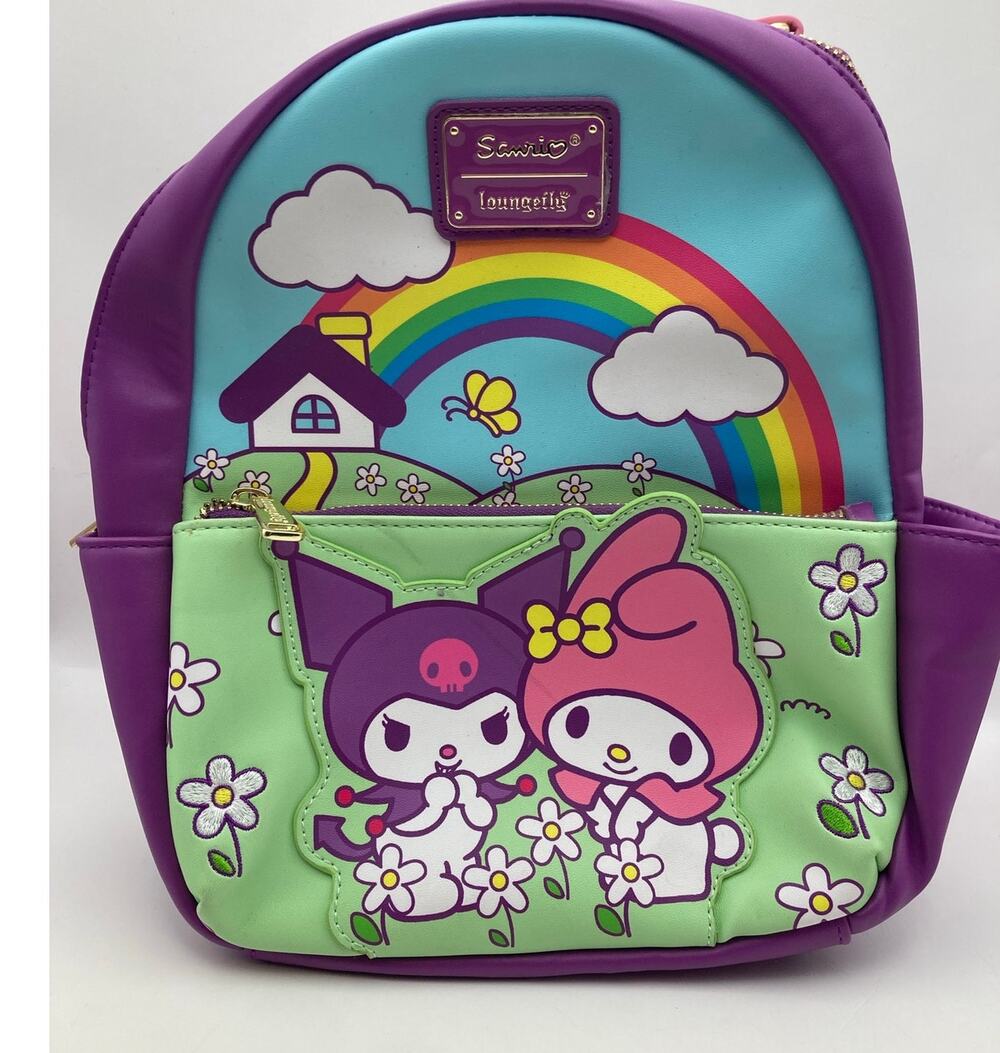 Sanrio Loungefly 2022 Kuromi My Melody Mini Backpack Rainbow House Floral Bag